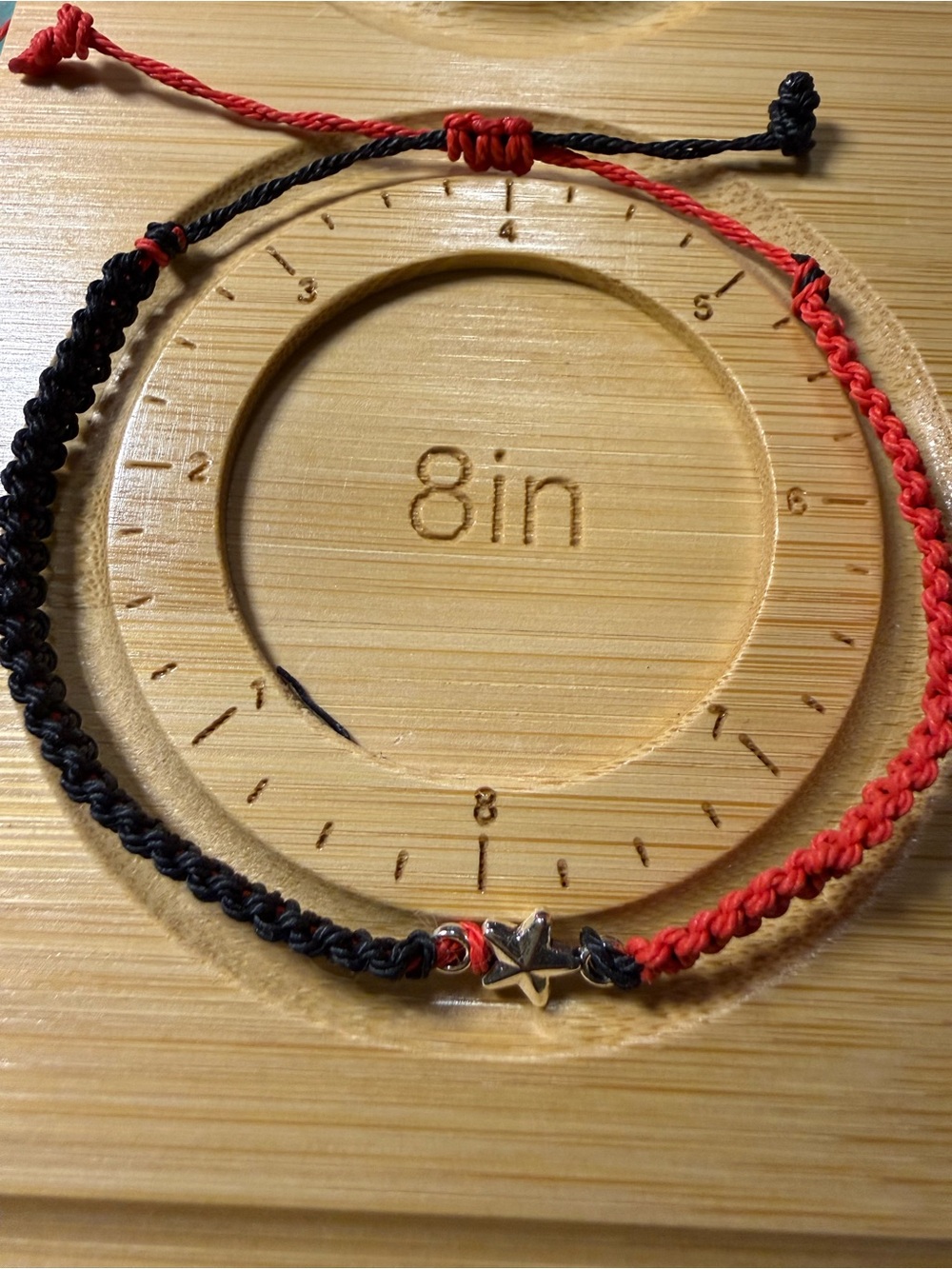 Red & Black Adjustable Waxed Cord Star Friendship Bracelet Nautical Star